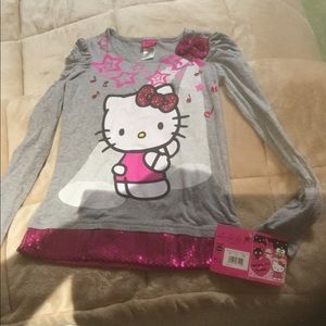 New Hello KittyHot Pink Sequin Trim Kids M
